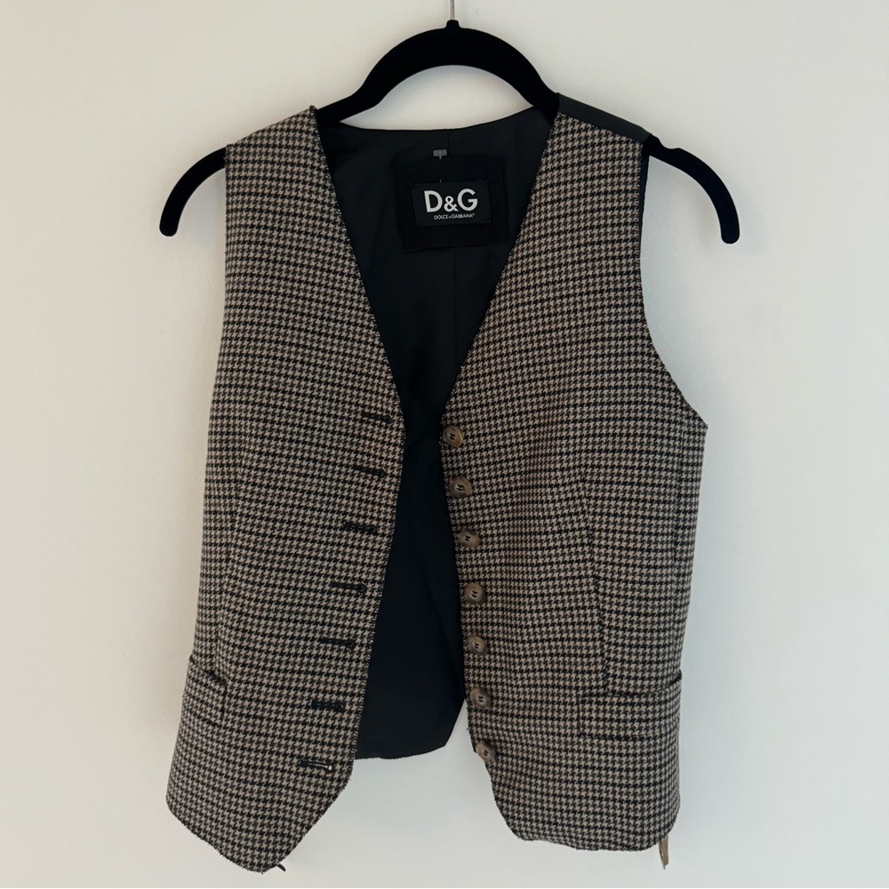 D&G DOLCE & GABBANA Vintage Wool Plaid Vest
